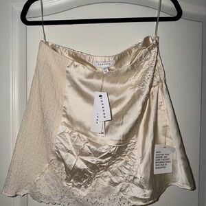 Topshop Cream Satin Mini Skirt